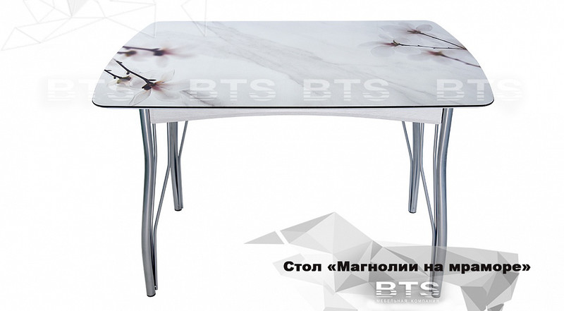 Обеденный стол Магнолия на мраморе - фото